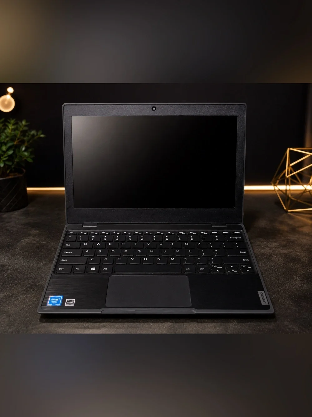 Lenovo Black Compact Laptop with Built-in Webcam